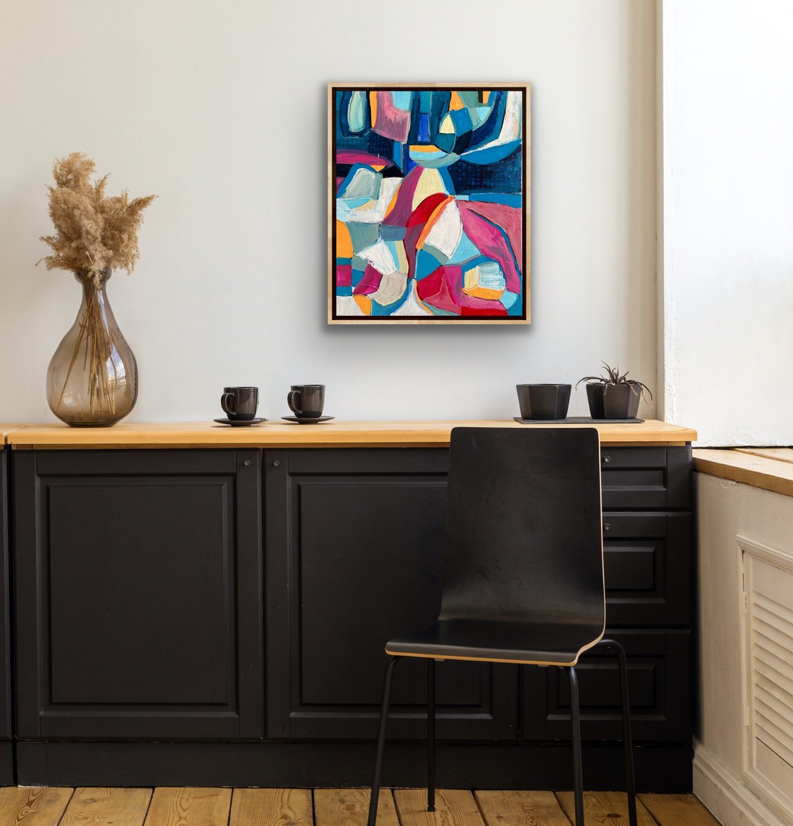 Abstract Still Life Acrylic Painting By Samantha Malone, 20 X 24", By The Window, Original Artwork