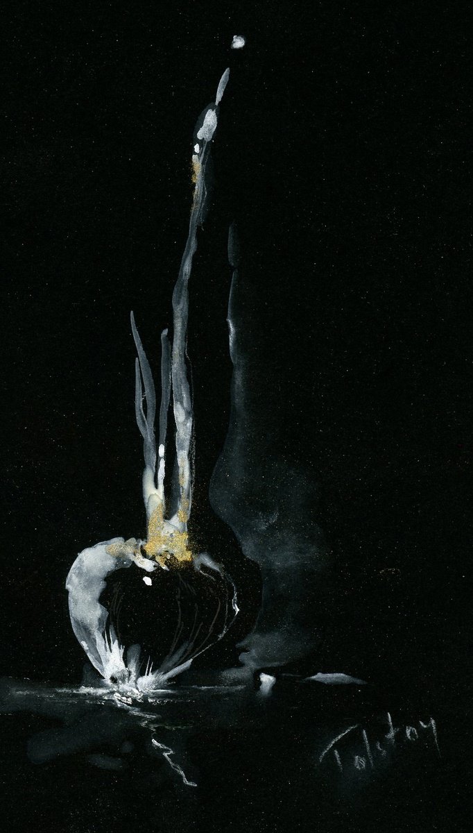 Alex Tolstoy | Original Watercolour | Onion In Black | 20 X 36Cm | Artwork For Sale On Artfinder