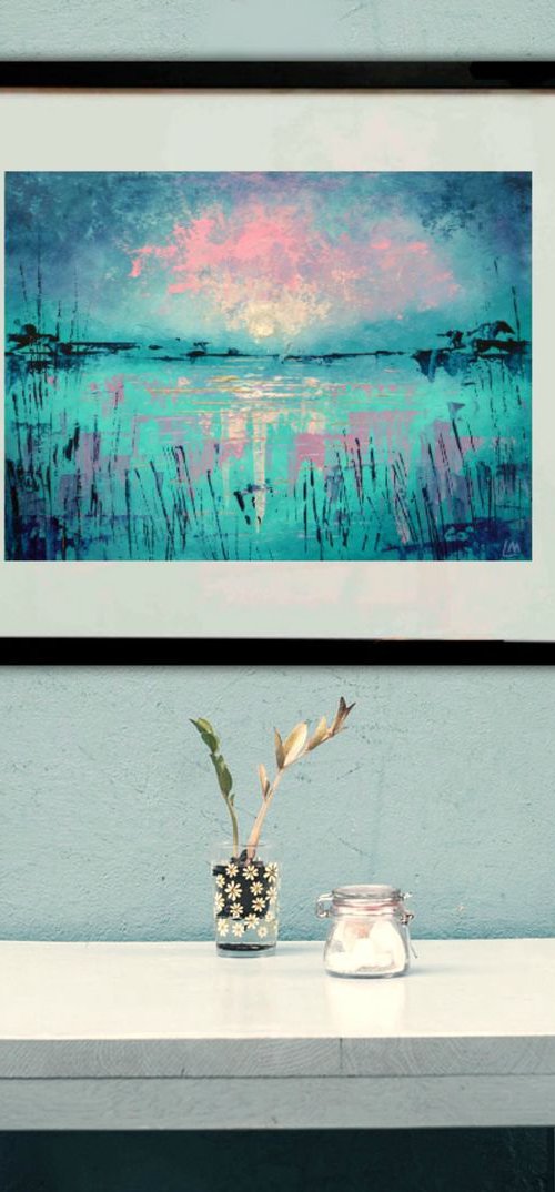 Sparkle on the Water - turquoise and silver by Lisa Mann