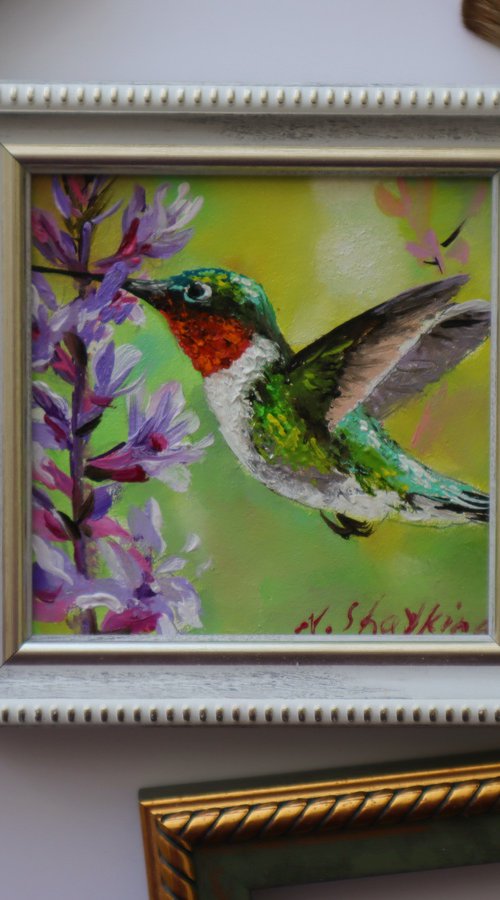 Hummingbird Painting Oil by Natalia Shaykina