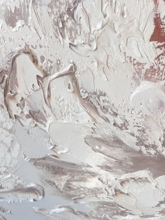 Two large white flowers on white