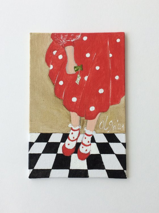Portrait of Alice in Wonderland on a chessboard - Drink me - Gift idea