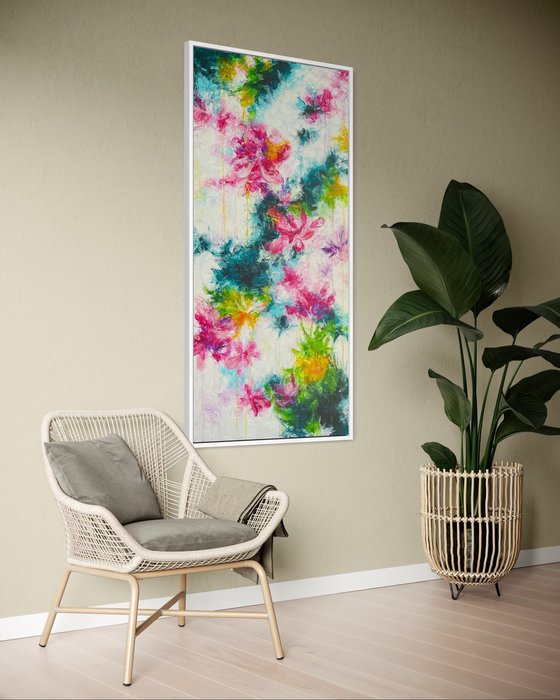 “Floral frequency” large abstract painting