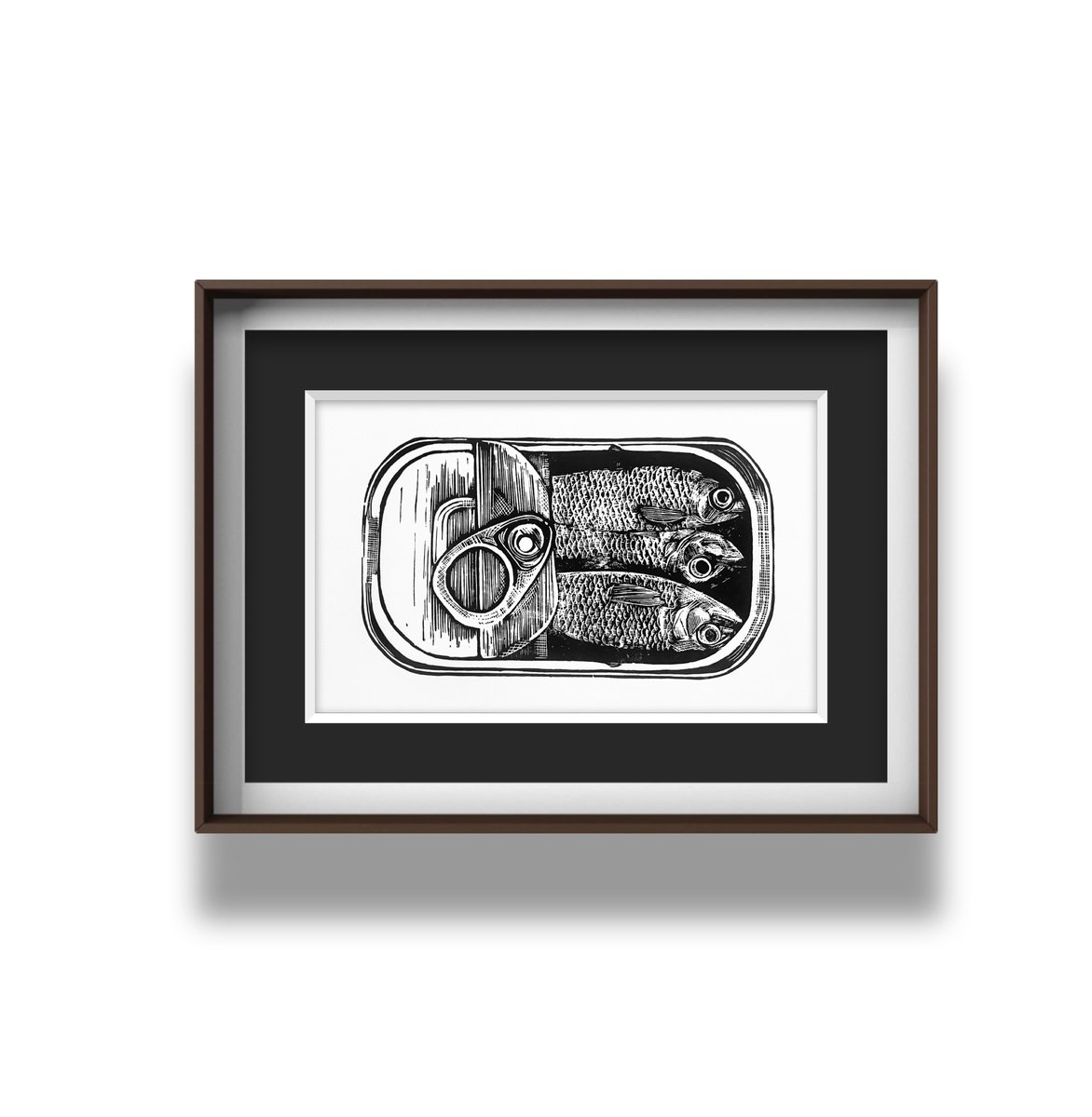 Linocut , Tin Of Sardines By Amy Cundall, 12 X 8, Artwork For Sale On Artfinder