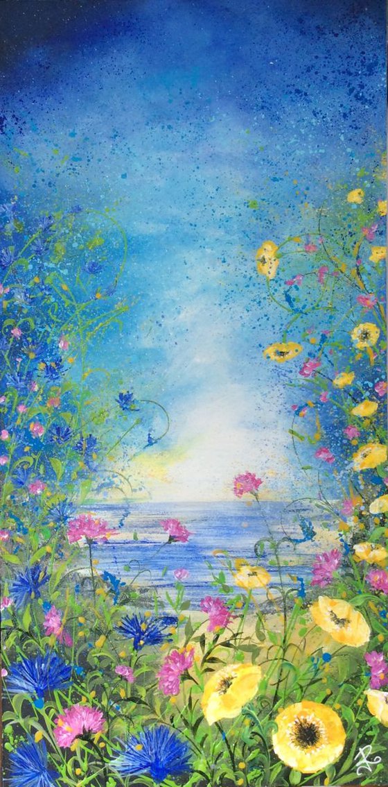 Wild Flowers by the Sea # Large# Framed