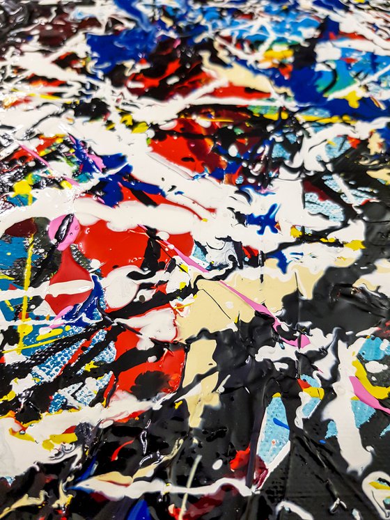 Tendaro N-7 (H)132x(W)132 cm. Similar to a Jackson Pollock