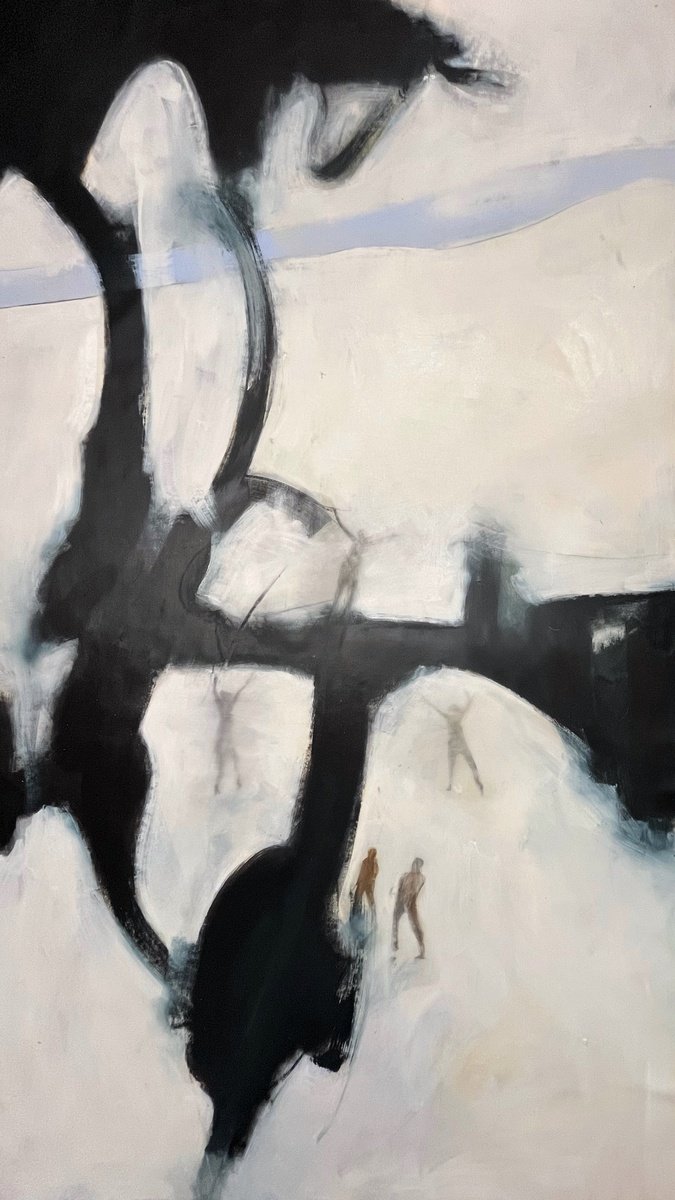 Expressive Abstract Oil Painting By Romuald Mulk Musiolik, 47 X 83", Maple Tree Shelter, Original Artwork