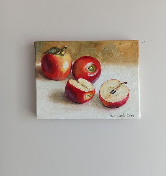 Scarlet red apple still life