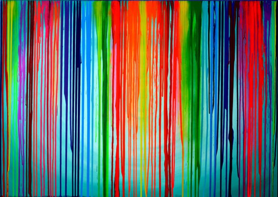 Melting the Rainbow - 140x100 cm - FREE SHIPPING - Big Painting XXL - Large Abstract, Huge, Gigantic Painting - Ready to Hang, Hotel Wall Decor