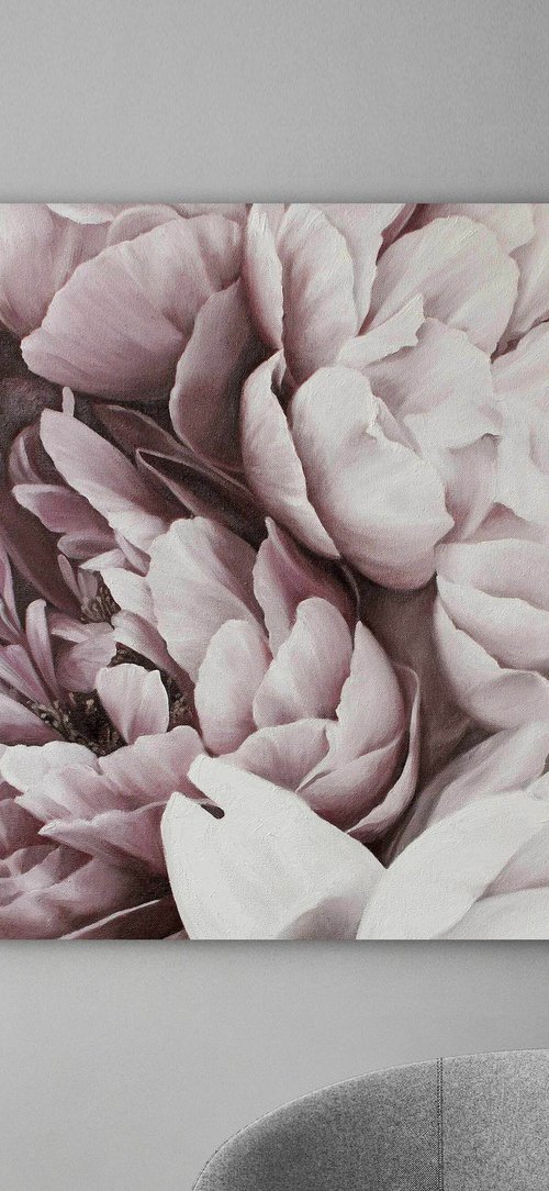 "Peonies bouquet 3" Pink purple peonies art by Olha