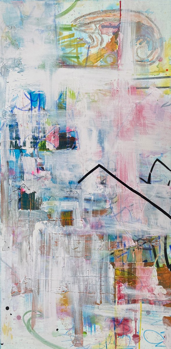 Abstract Acrylic Painting By Jason Forcier, 24 X 48, Beyond The Map, Original Artwork