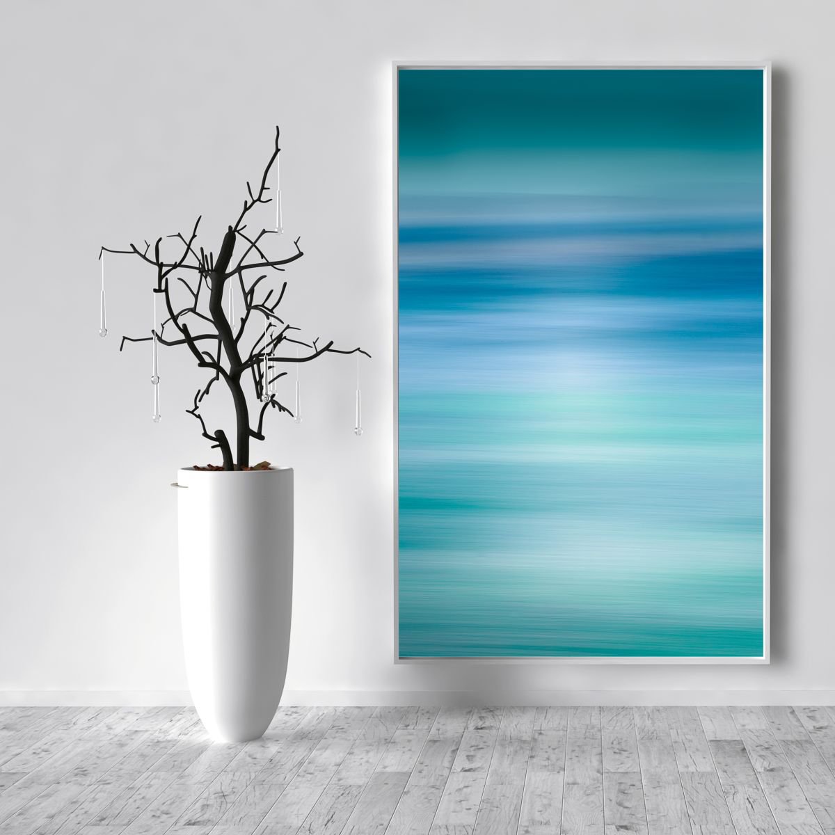 Everlasting Extra large canvas in beautiful shades of mineral green and blue by Lynne Douglas