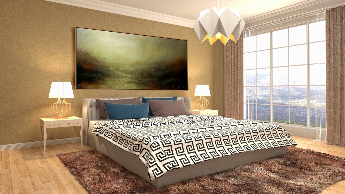 Geometric Abstract Acrylic Painting By Vishalandra Dakur, 58 X 29", Green Flow, Original Artwork