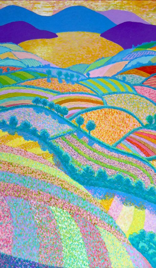 SUNSET OVER RAINBOW FIELDS by Stephen Conroy