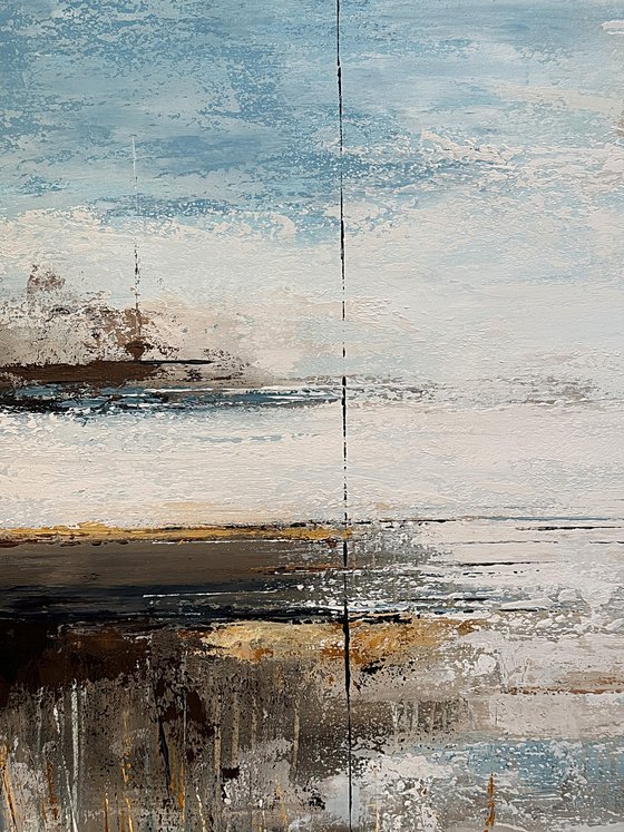 Coastal Veil of Light. Blue Gray Textured