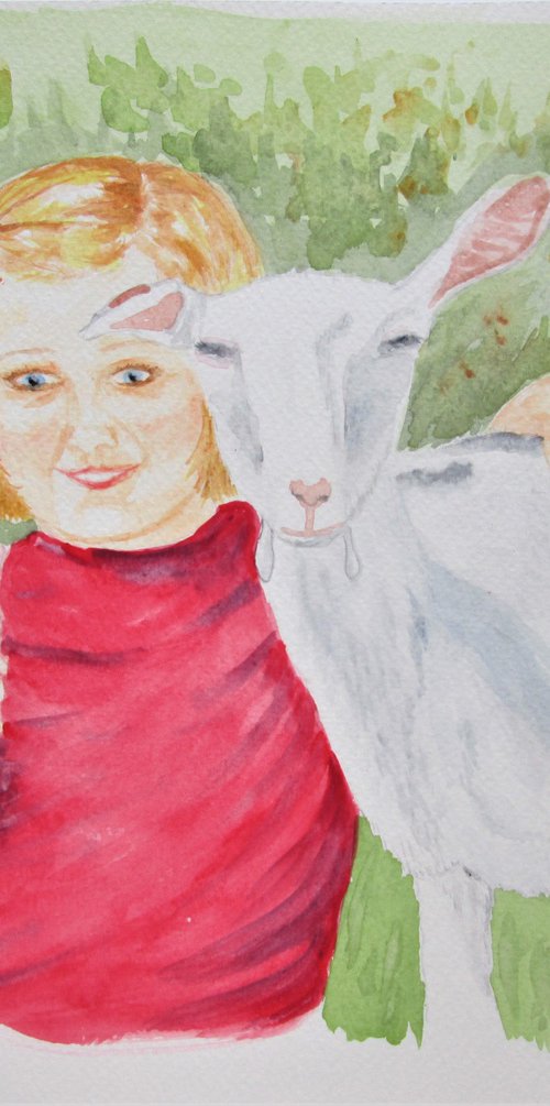 Childhood feeding Baby Goat by MARJANSART