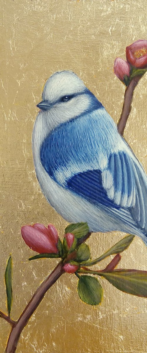 bird painting  "Azure-white tit" by Tatyana Mironova