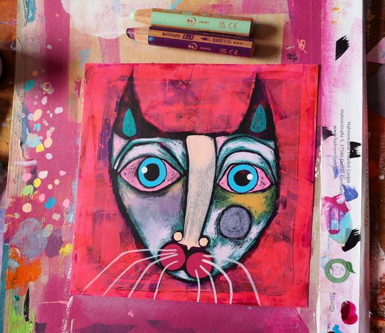 Neon pink kitty cat