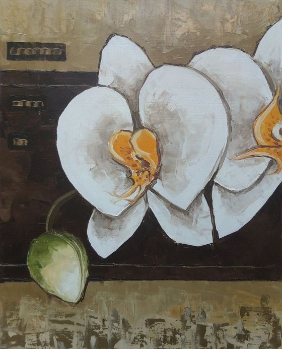 Orchids (40x50 20x60  30x50 size, pallet knife, modern art )