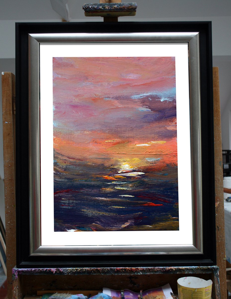 DISCOUNT SPECIAL PRICE GOLDEN TWILIGHT 01 ORIGINAL PAINTING, SUNSET,SEASCAPE by mir-jan
