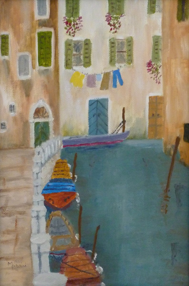 Impressionistic Landscape Oil Painting By Maddalena Pacini, 9 X 13", Near San Stin, Venice, Original Artwork