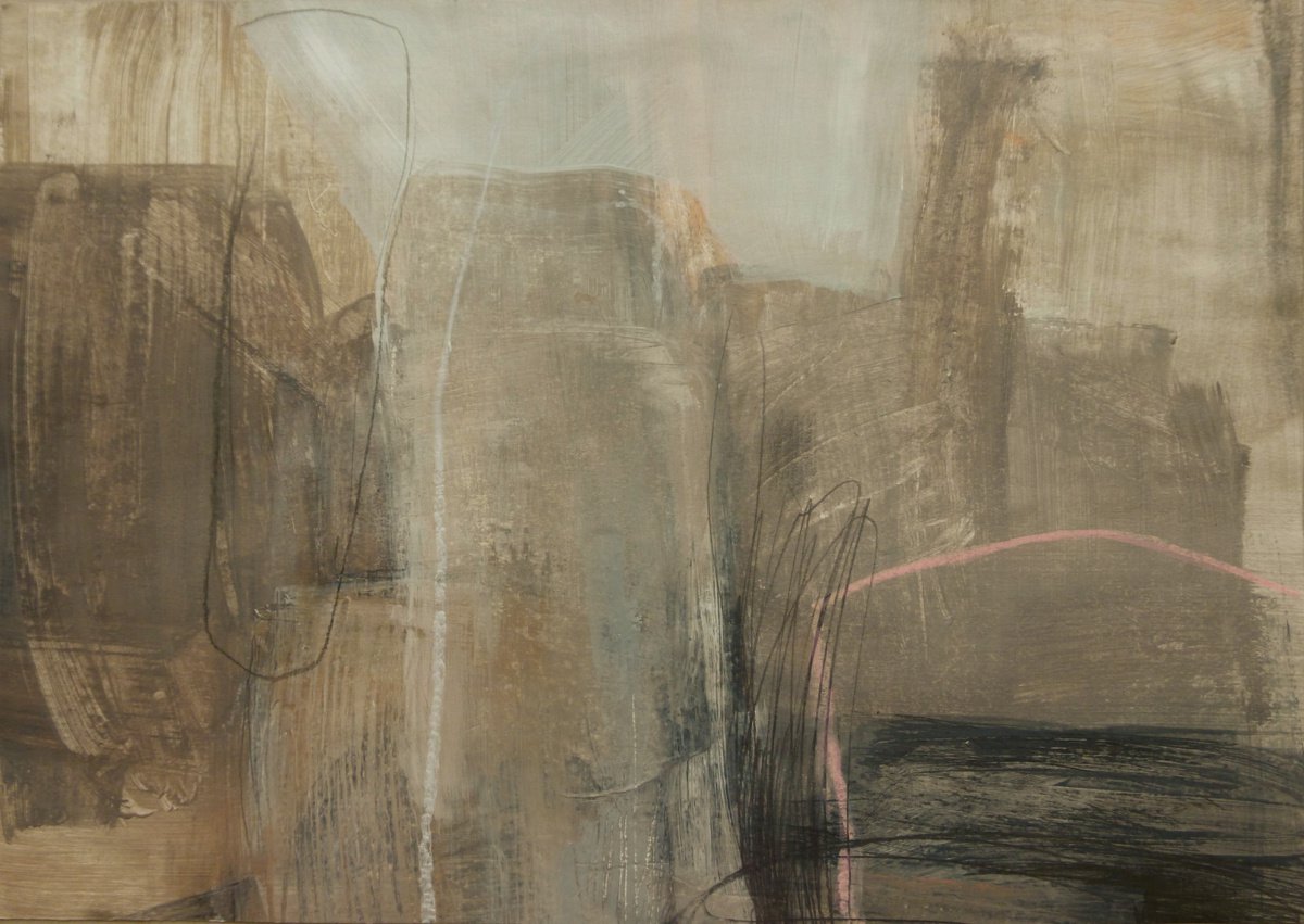 Organic Abstract Painting By Cynthia Gregorova, 16 X 11, No Title (Horizonts), Original Artwork