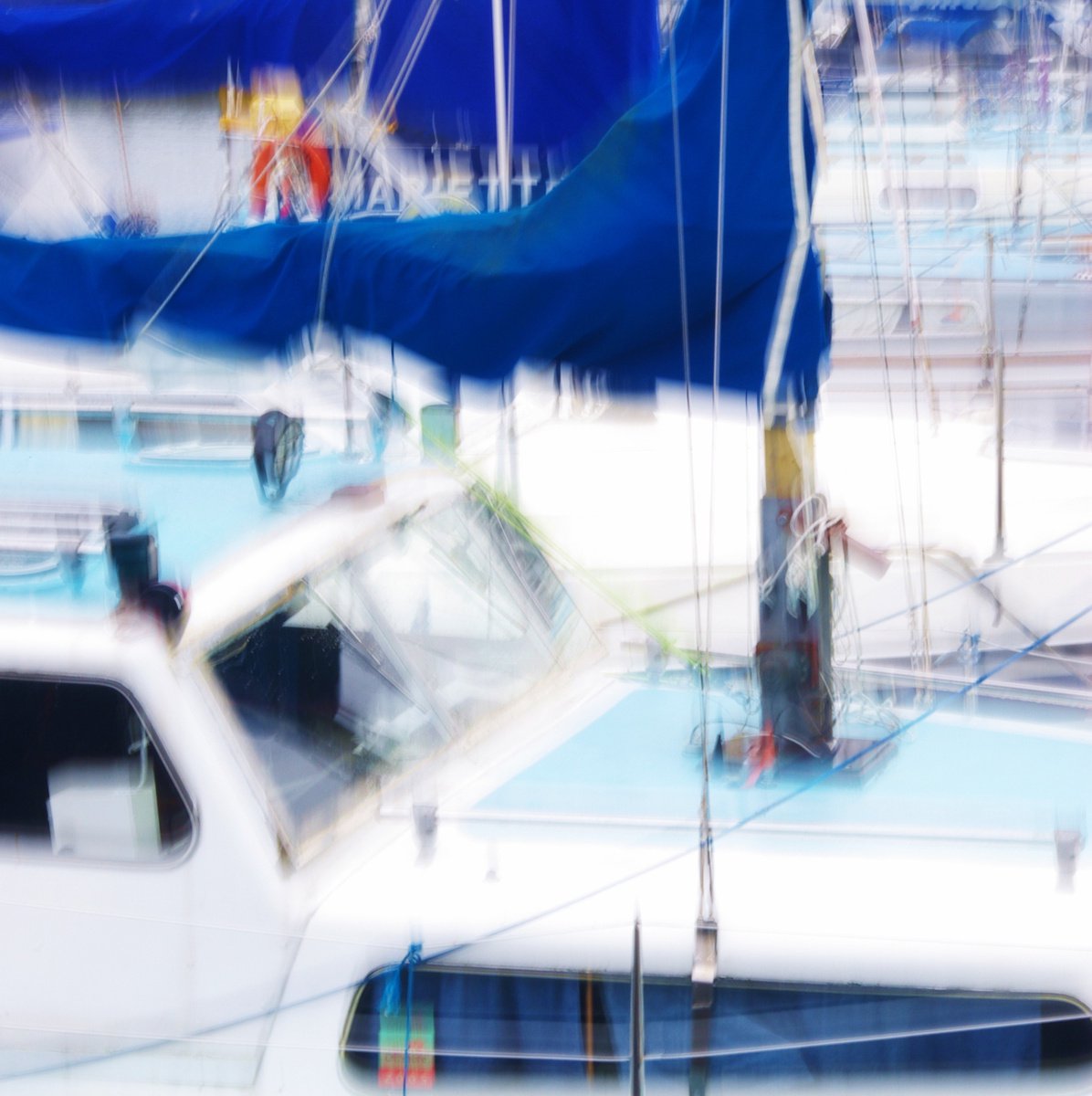Blue Sail, impressionist abstract sailing boats by oconnart