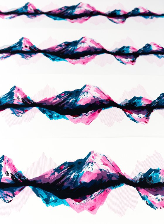 Mountainscape Pink and Blue