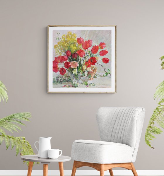 Still life with spring flowers