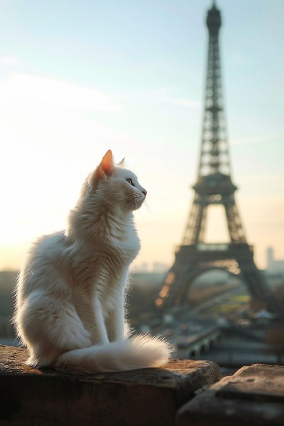 White cat in Paris