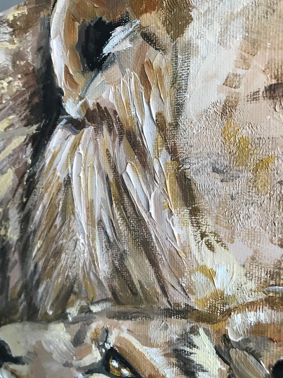 Animal painting Lion and Lioness impasto art 30x30cm