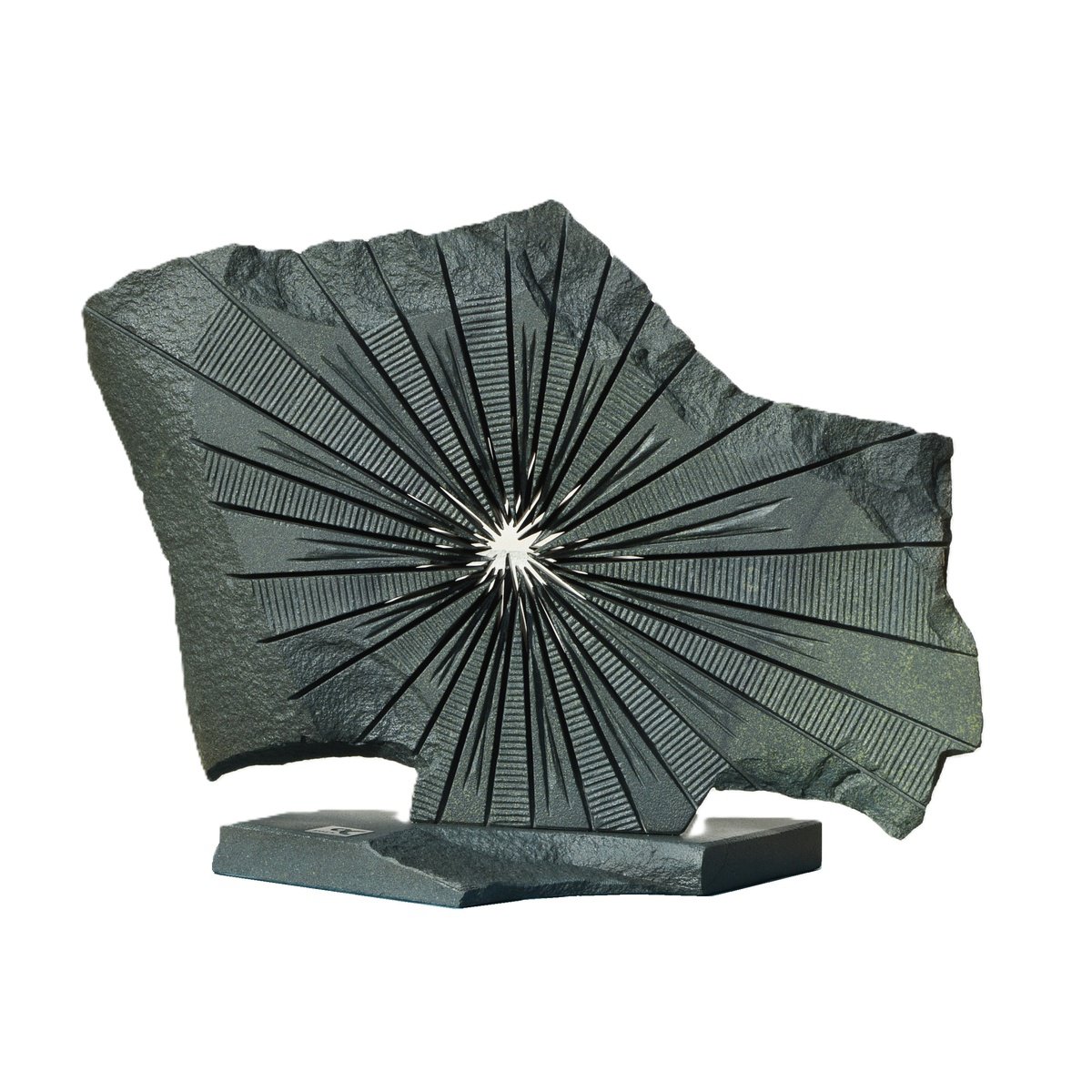 Abstract Landscape Stone Sculpture By Ognyan Chitakov, 21 X 15", "Midnight Singularity", Original Artwork