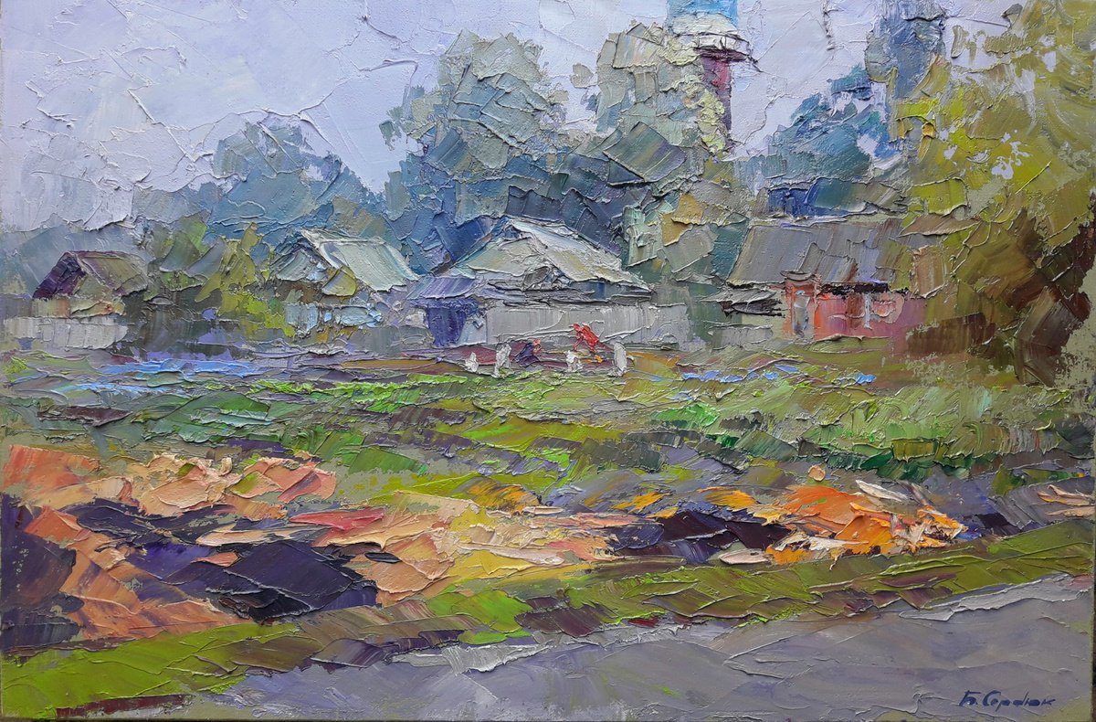 Oil painting On the outskirts of Dykanka nSerb406 by Boris Serdyuk