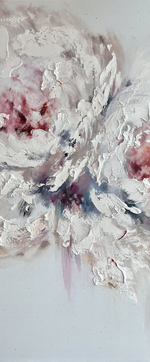 AIR KISS - Peonies. White. Tenderness. Ease. Charm. Abstraction. Pastel shades. by Marina Skromova