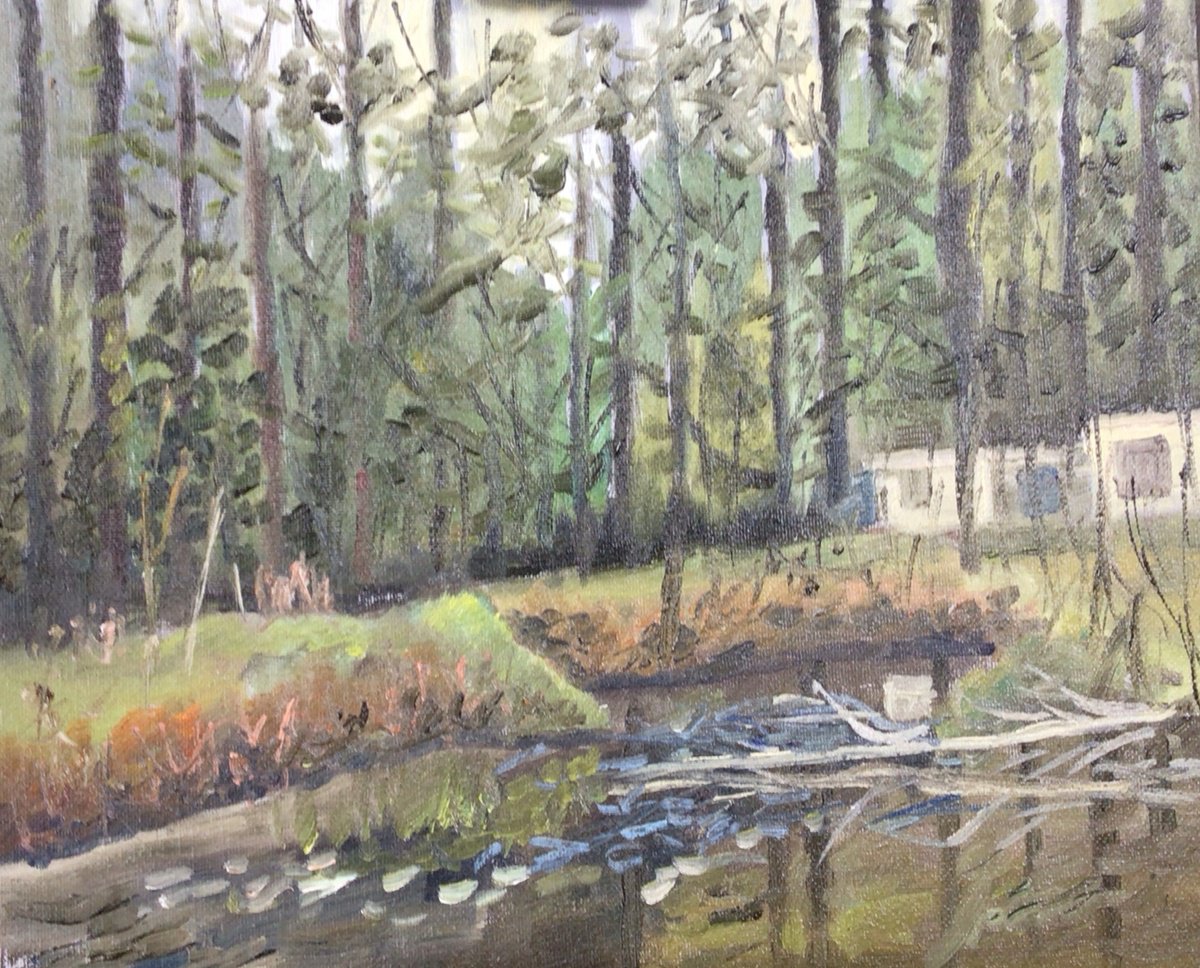 Impressionistic Landscape Oil Painting By Julian Lovegrove Art, 12 X 10", Forest Lodge Wiltshire, Original Artwork