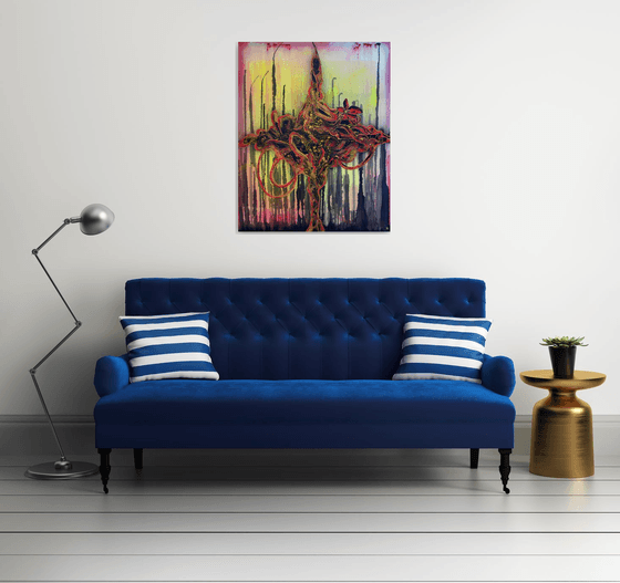 Fantasy Flower - X Large Abstract Painting on Canvas Ready to Hang