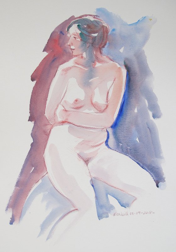 seated female nude