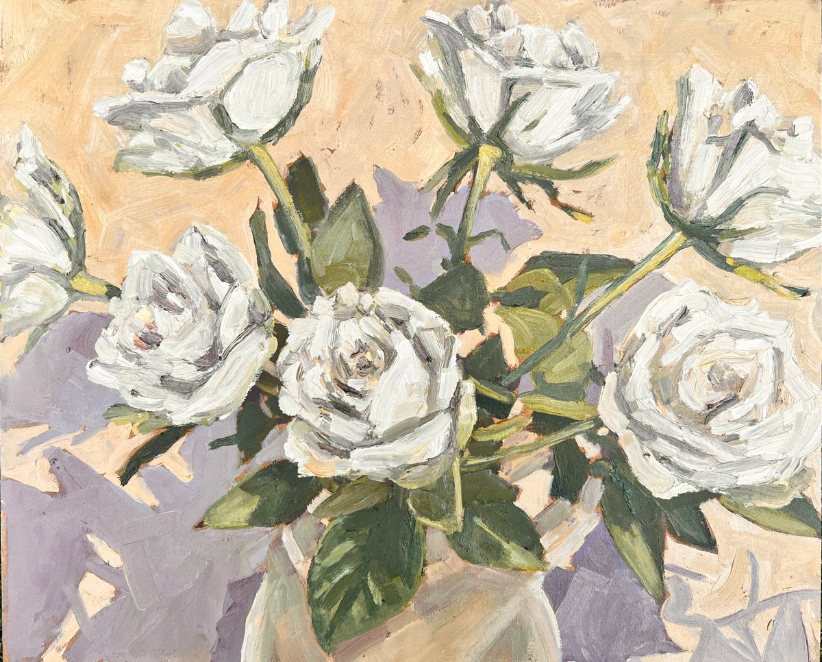 White roses by Louise Gillard