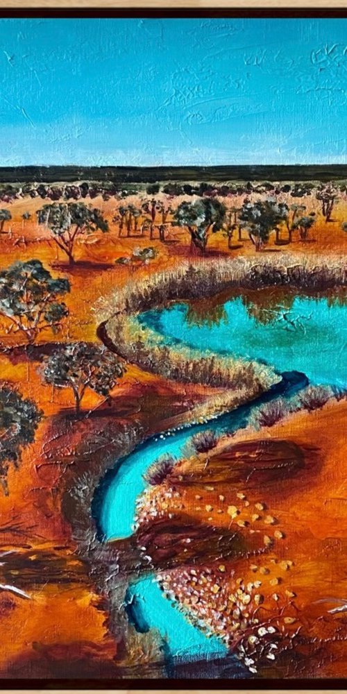 Sunburnt Oasis - Framed by Wendy Peters