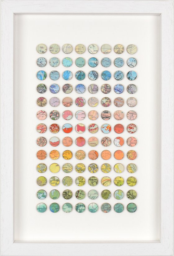 104 rainbow map dots Mixed media Collage