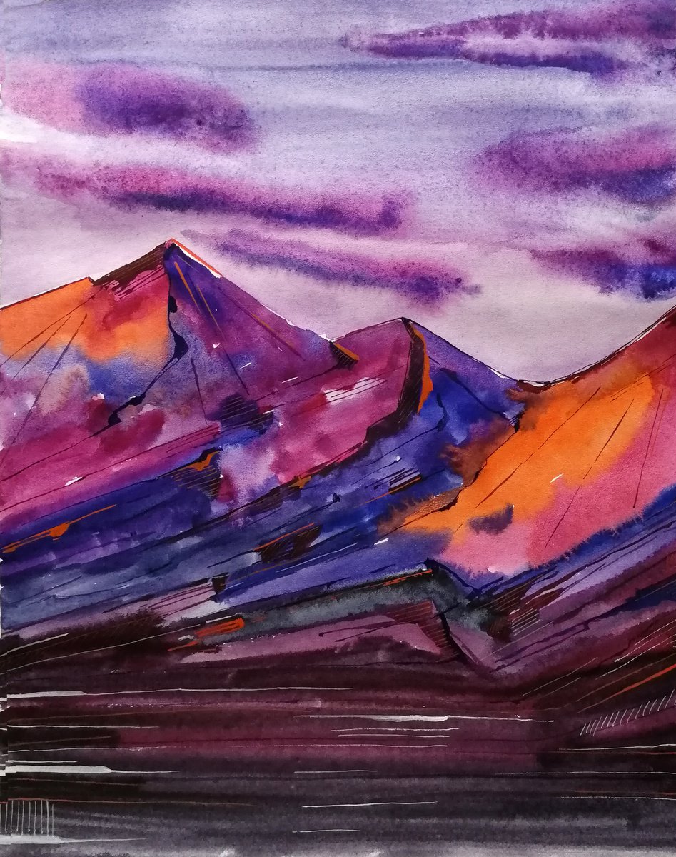 Moutain range painting by Marina Zhukova