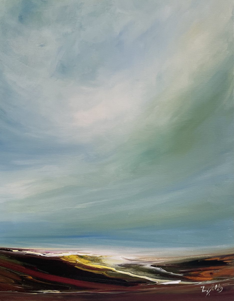 Impressionistic Landscape Acrylic Painting By Timea Valsami, 16 X 20", Rising Gaia, Original Artwork