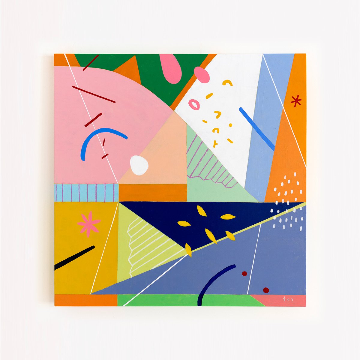 Abstract Acrylic Painting By Hyunah Kim, 36 X 36, Risus, Original Artwork