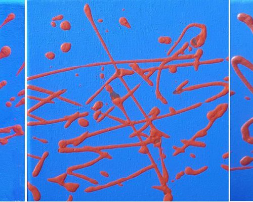 DEEP ORANGE IN BLUE | TRIPTYCH by Jenny Tsoneva