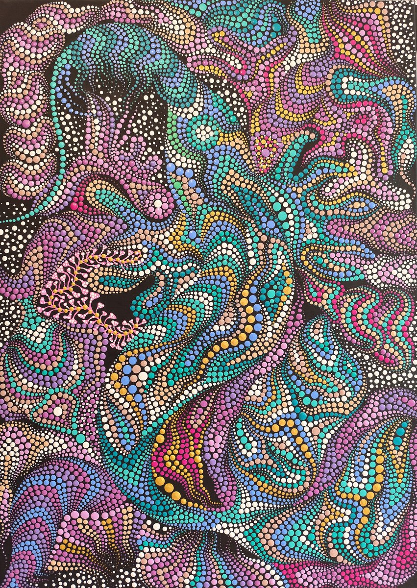 Expressive Landscape Acrylic Painting By Oxana Lazari, 20 X 28", Milky Way, Original Artwork