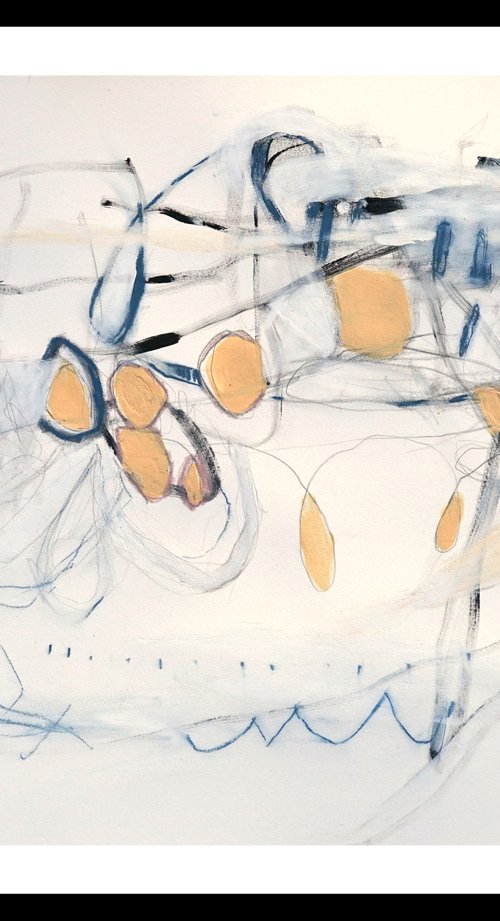 Tracing Symbols in the Air 24x18" Limited Palette Mixed Media Abstract on Paper by Kerri McCabe