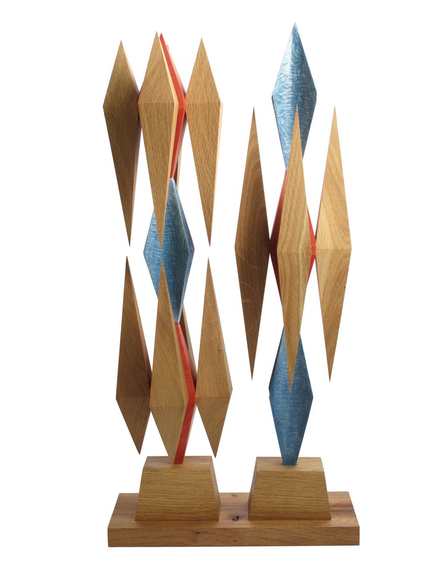 Urban And Pop Abstract Wood Sculpture By Nikola Tsvetanov, 12 X 24", "Sensual Vibrations", Original Artwork