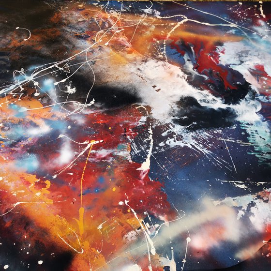 Gigantic xxl superbe colors abstraction fluid painting action art drippinig 450 cm ! by master Kloska