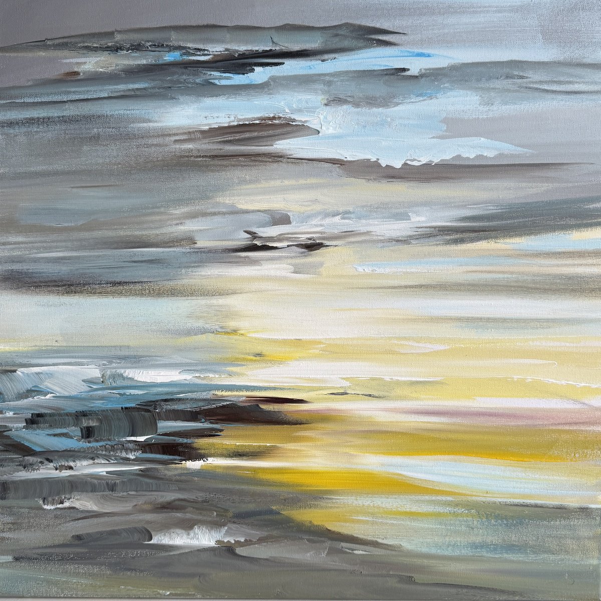 Abstract Acrylic Painting By Liliana Gigovic, 24 X 24", Whispers Of A New Day, Original Artwork