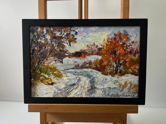 Snowy Road in the Forest